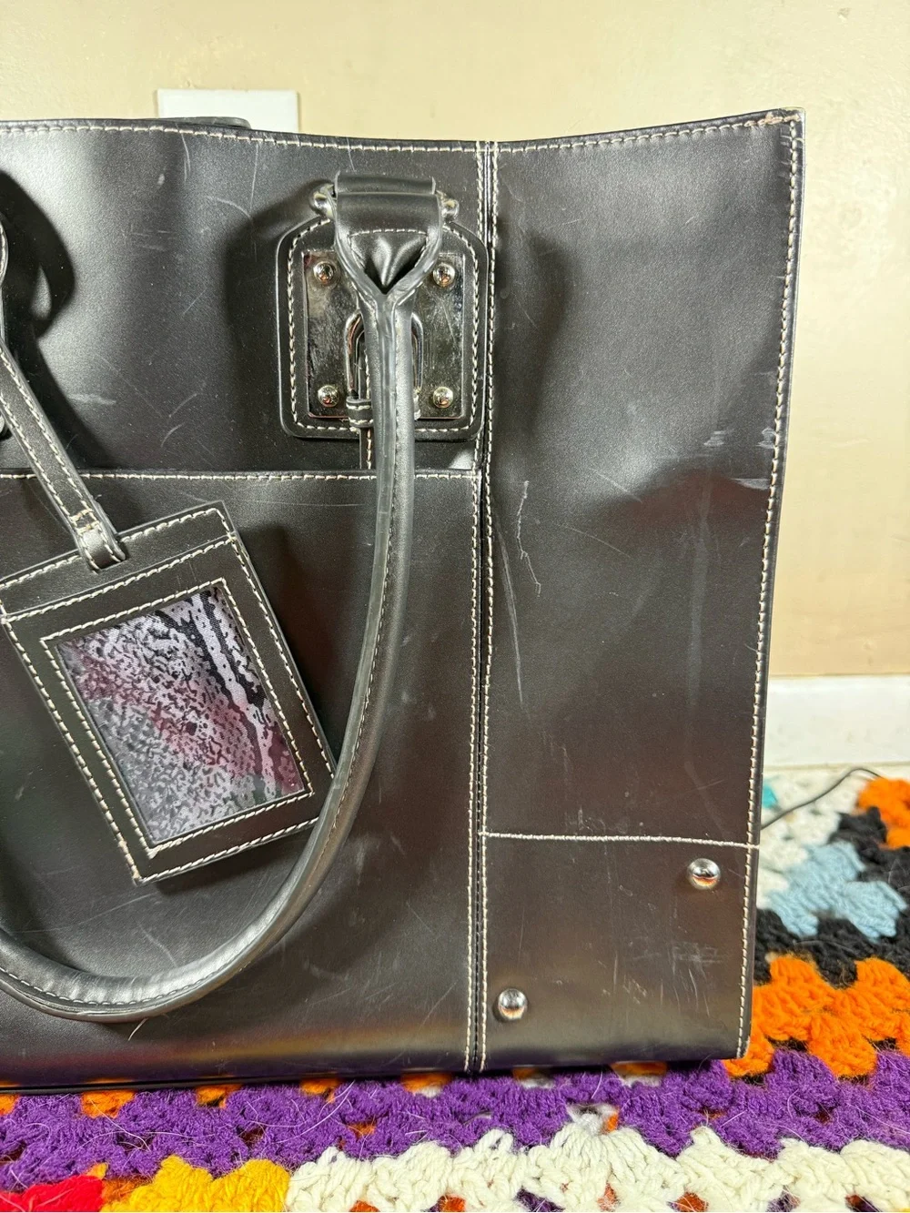 Wilsons Leather Black Leather Laptop Tote